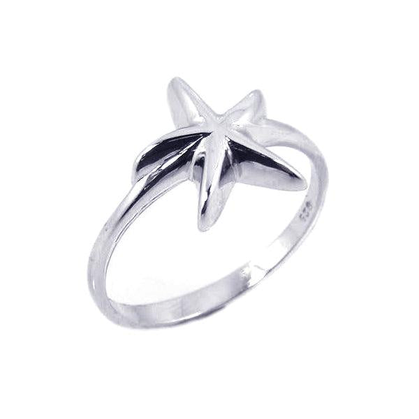 Rhodium Plated Sterling Silver Starfish Ring