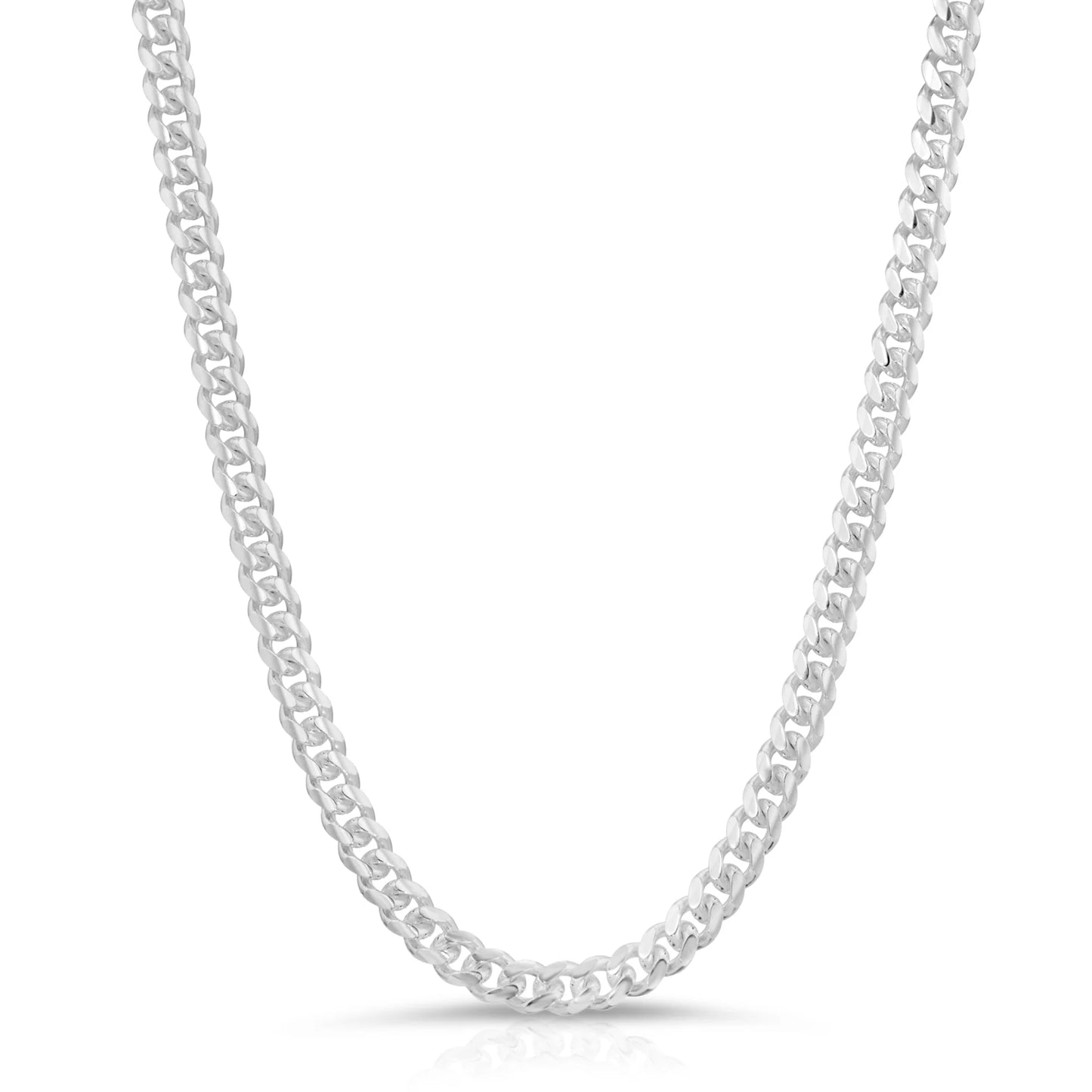 Rhodium Plated 5mm Sterling Silver Miami Cuban Link Chain