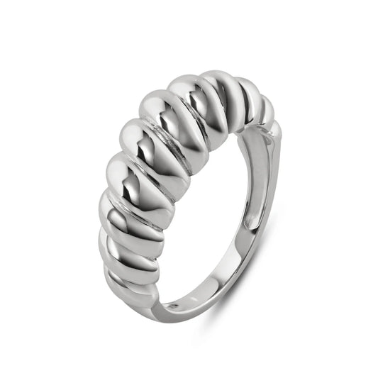 Rhodium Plated 8mm Sterling Silver Croissant Ring