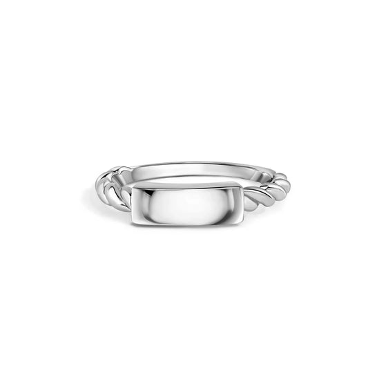 Rhodium Plated 4.3mm Sterling Silver Bar Tag Ring
