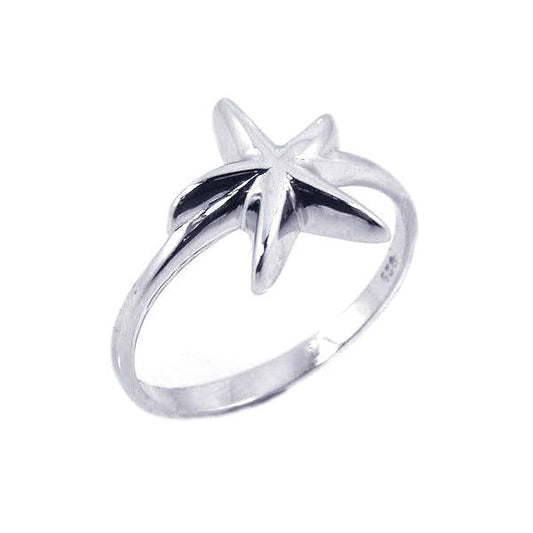 Rhodium Plated Sterling Silver Starfish Ring