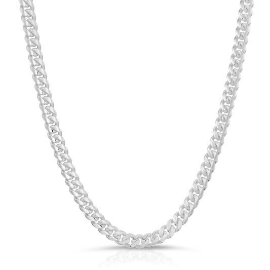 Sterling Silver Miami Cuban Link Chain – Rhodium Plated, 5.5mm