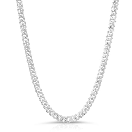Rhodium Plated 5mm Sterling Silver Miami Cuban Link Chain