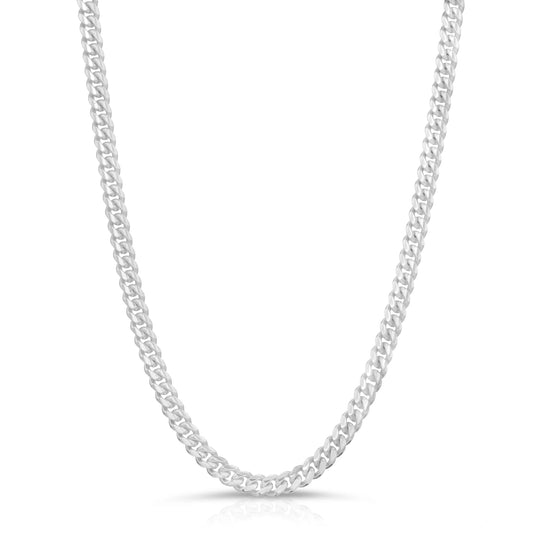Rhodium Plated 2.5mm Sterling Silver Miami Cuban Link Chain